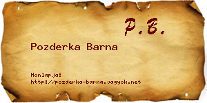 Pozderka Barna névjegykártya